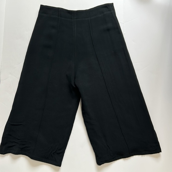 ALEXIS Black Wide Leg Culottes Crop Pant Pockets Heavyweight Designer Sz M - Picture 6 of 13
